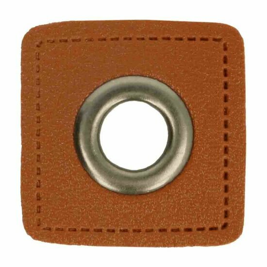 Nestels op bruin skai-leer - 8mm - Oudzilver