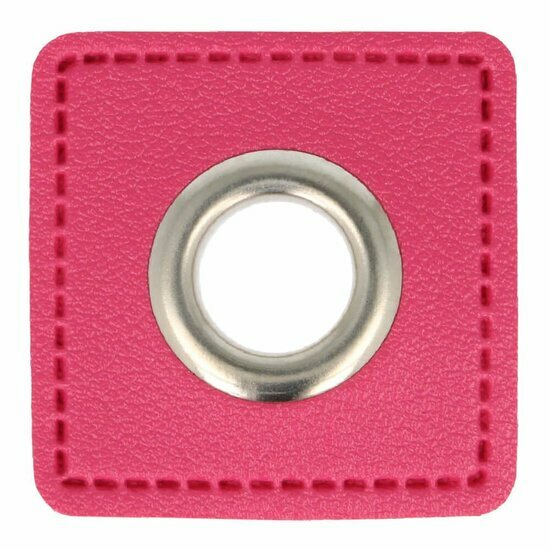 Nestels op felroze skai-leer - 8mm - Zilver