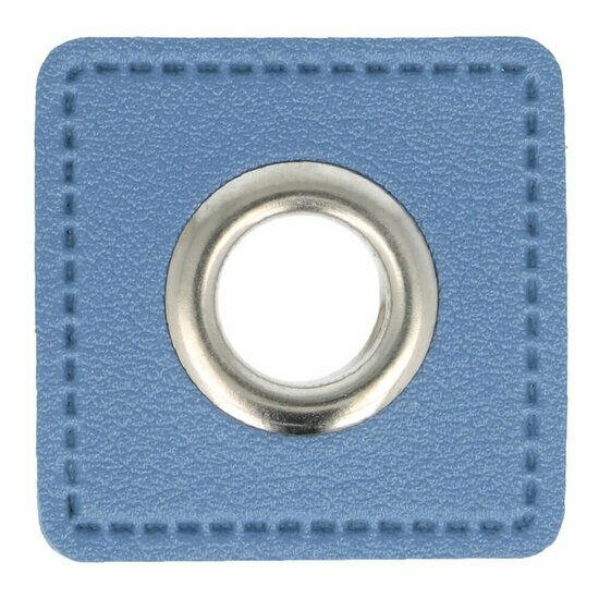 Nestels op jeansblauw skai-leer - 8mm - Zilver