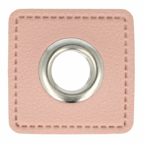Nestels op lichtroze skai-leer - 8mm - Zilver