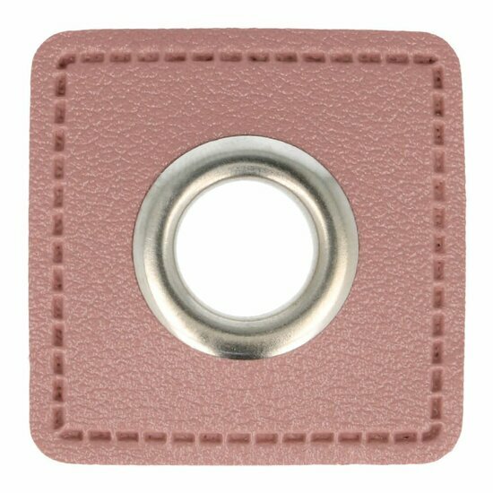 Nestels op oud roze skai-leer - 8mm - Zilver