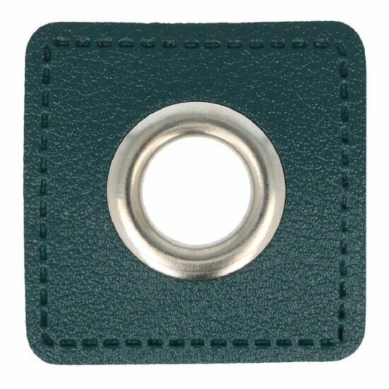 Nestels op petrol blauw skai-leer - 8mm - Zilver