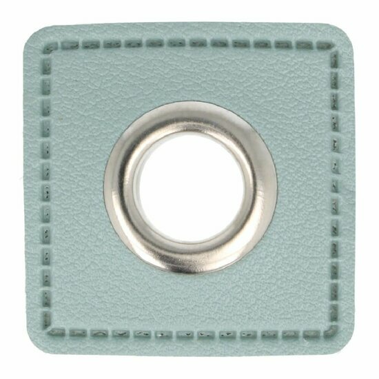 Nestels op zeegroen skai-leer - 8mm - Zilver