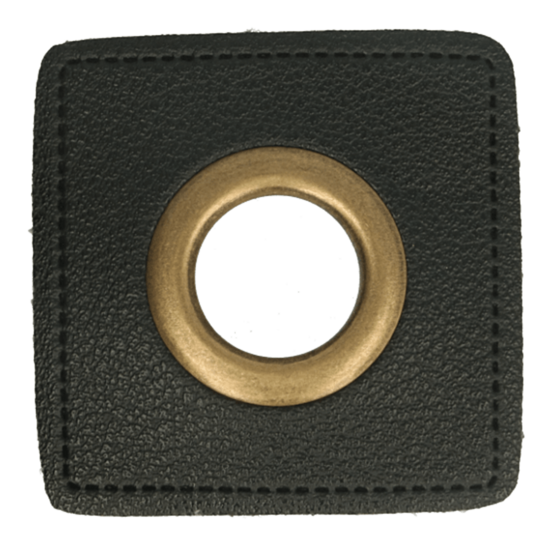 Nestels op zwart skai-leer - 8mm - Brons