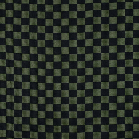 Wafeljersey - Check - Legergroen