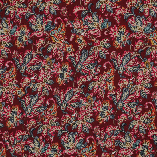 Viscose - Flowers - Bordeaux