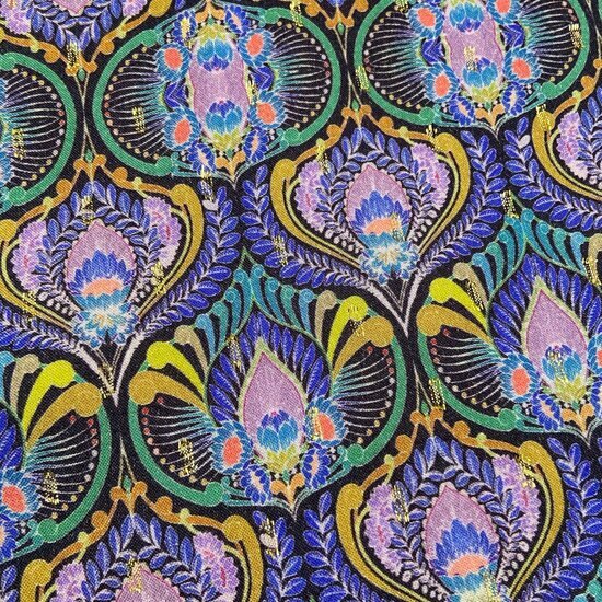 Viscose - Lurex Leaves - Paars