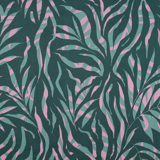 Katoen Satijn - Leaves - Groen