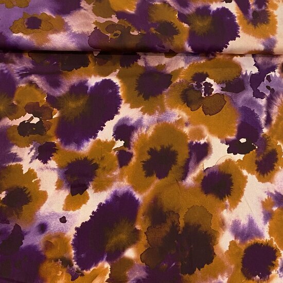 Viscose - Waterpaint Flowers - Lichtroze