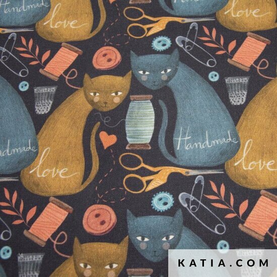 Canvas - Cats and Handsmade Love - Anthraciet