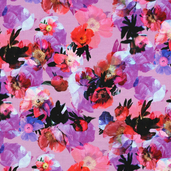 French Terry - Flowers - Lavendel