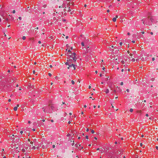 Katoen Voile - Flowers - Roze