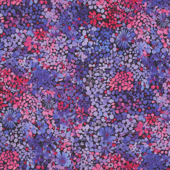 Katoen Voile - Flowers - Paars