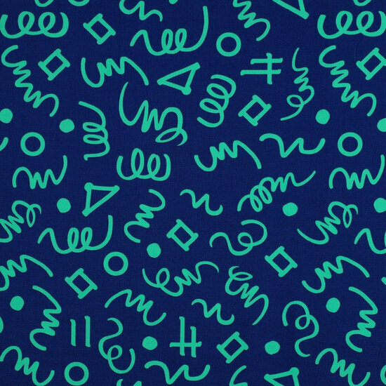 Poplin - Geometrics - Blauw