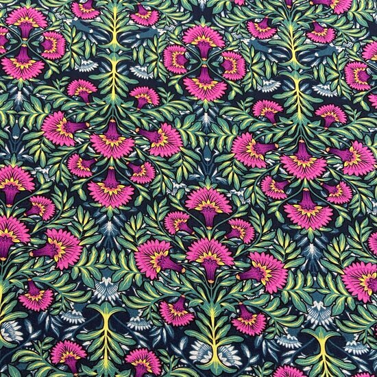 Viscose - Flowers - Navy