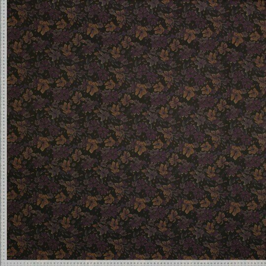 Gabardine Stretch - Digital Flowers - Zwart