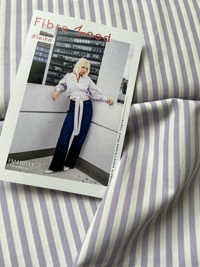 Poplin - Stone Washed Stripes - Lila