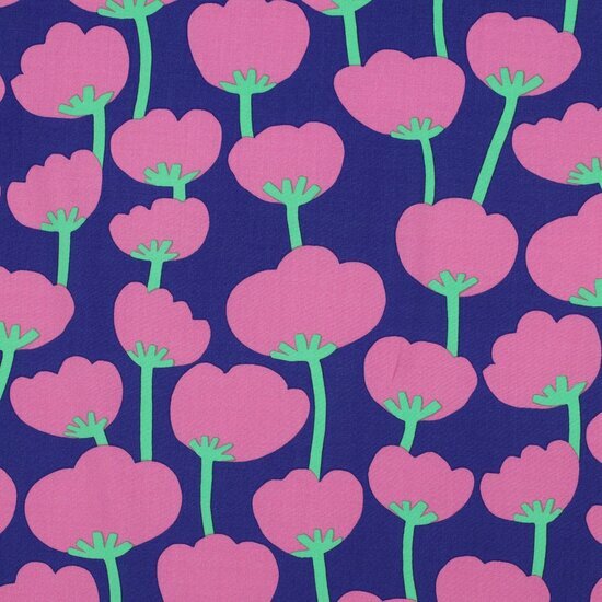 Ecovero Viscose - Poppies - Koningsblauw