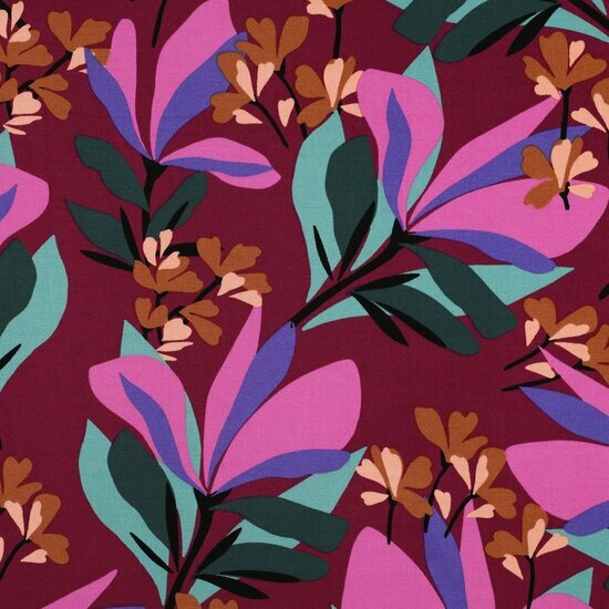 Viscose Stretch - Spring Garden - Pruim