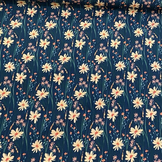 Viscose - Bloemen - Navy