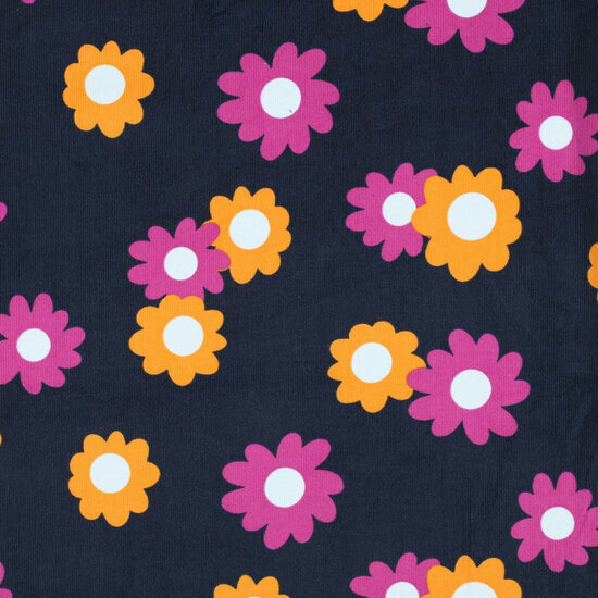 Ribfluweel - Flowers - Navy
