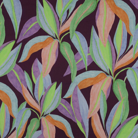 Katoen Satijn - Leaves - Paars