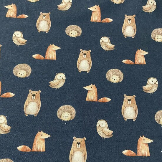French Terry - Forest Animals - Navy
