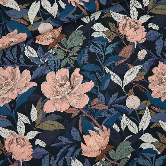French Terry - Pasture Rose - Zwart