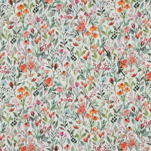 Katoen Quilted - Flowers - Ecru