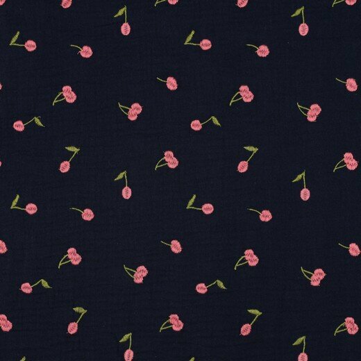 Tetra - Embroidery Cherries - Navy