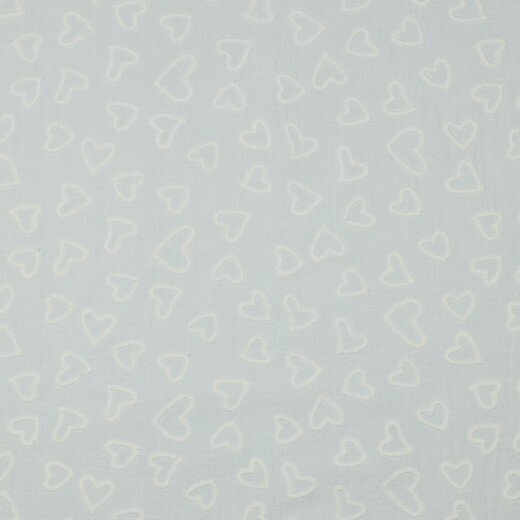 Katoen Voile - Embroidery Hearts - Wit