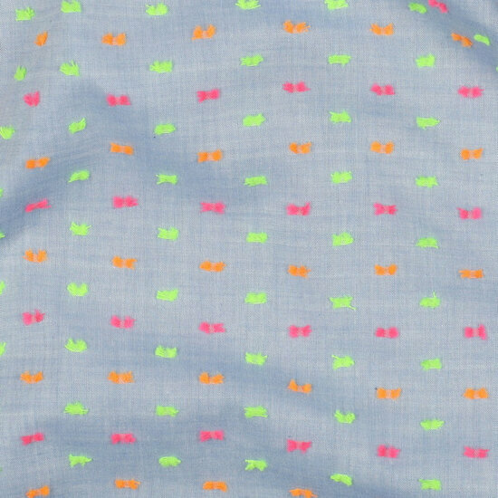 Katoen - Dobby Neon - Jeansblauw