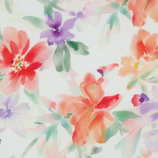 Ecovero Viscose - Flowers - Wit