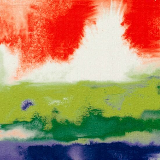 Bubble Polyester - Abstract Painting - Limoen-Rood-Blauw