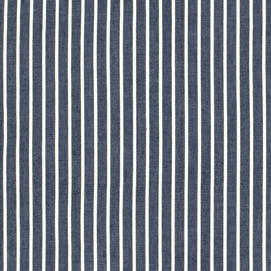 Chambray Katoen - Strepen - Marine