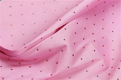 Stretch Katoen - Strass - Roze