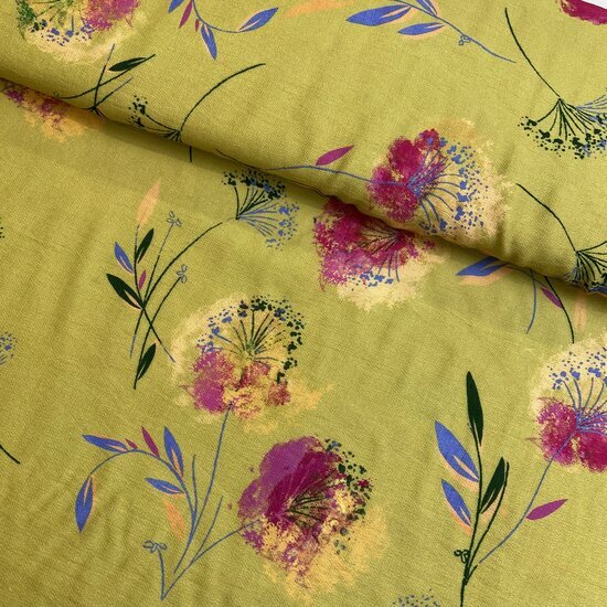 Viscose - Flowers - Limoen