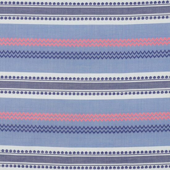 Katoen Jacquard - Pink Neon Stripe - Blauw