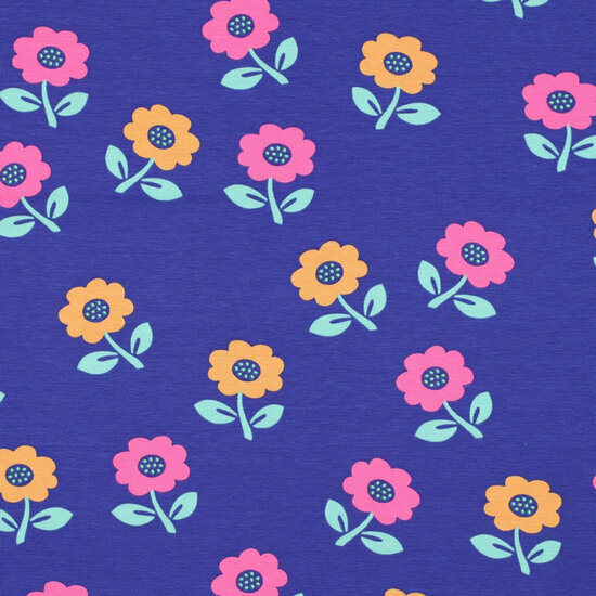 Jersey - Neon Flowers - Kobalt