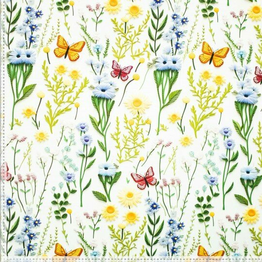 Canvas - 3D Flowers and Butterflies - Wit