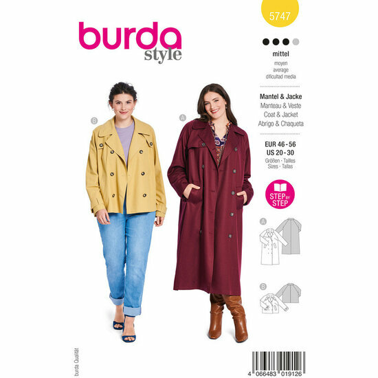 Burda Patroon 5747 - Mantel en Jas