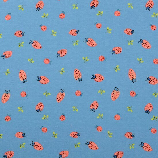Jersey - Strawberries - Blauw