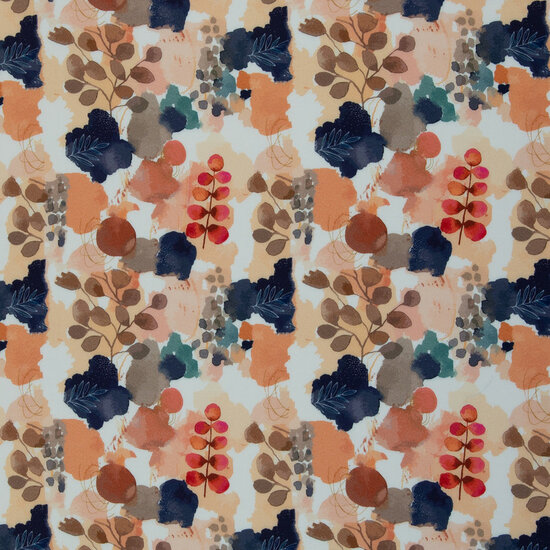 Viscose Stretch - Leaves - Wit