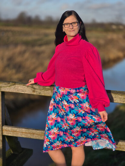 Viscose Stretch - Flowers - Aqua