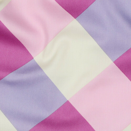 Katoen Satijn - Large Gingham - Paars-Roze