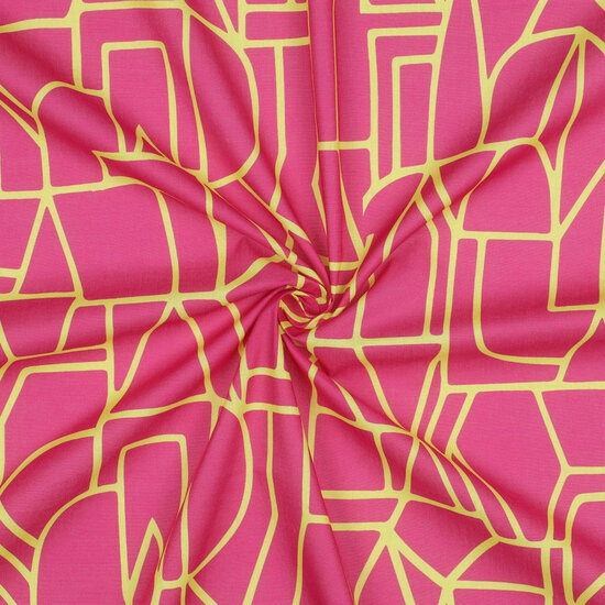 Katoen Voile - Town - Fuchsia