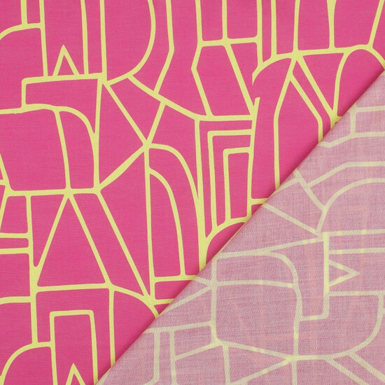 Katoen Voile - Town - Fuchsia