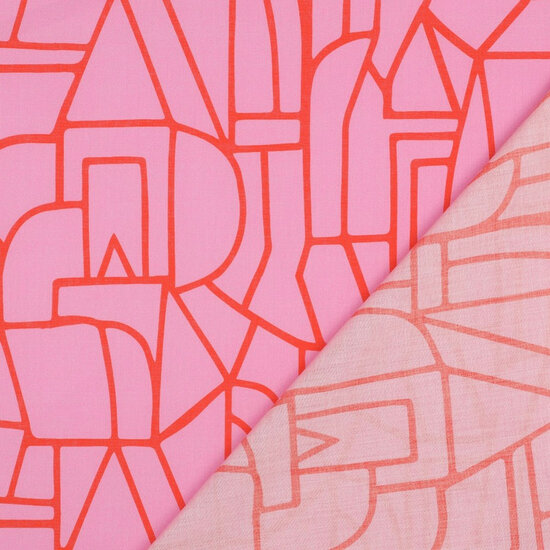 Katoen Voile - Town - Roze