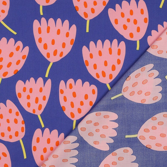 Poplin - Tulips - Kobalt