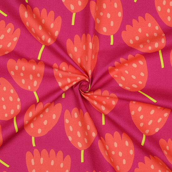Poplin - Tulips - Fuchsia